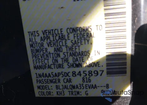 2013 Nissan Maxima 3.5 S z USA, uszkodzony, nr VIN 1N4AA5AP5DC845897